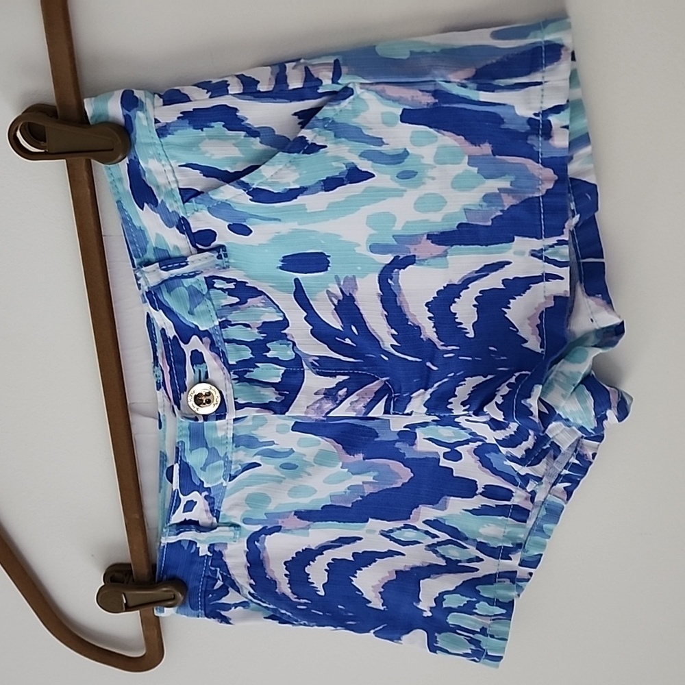 Lilly Pulitzer Mini Callahan Call Me Blue Floral Girls Short sz 10yr (T20) - Picture 7 of 7